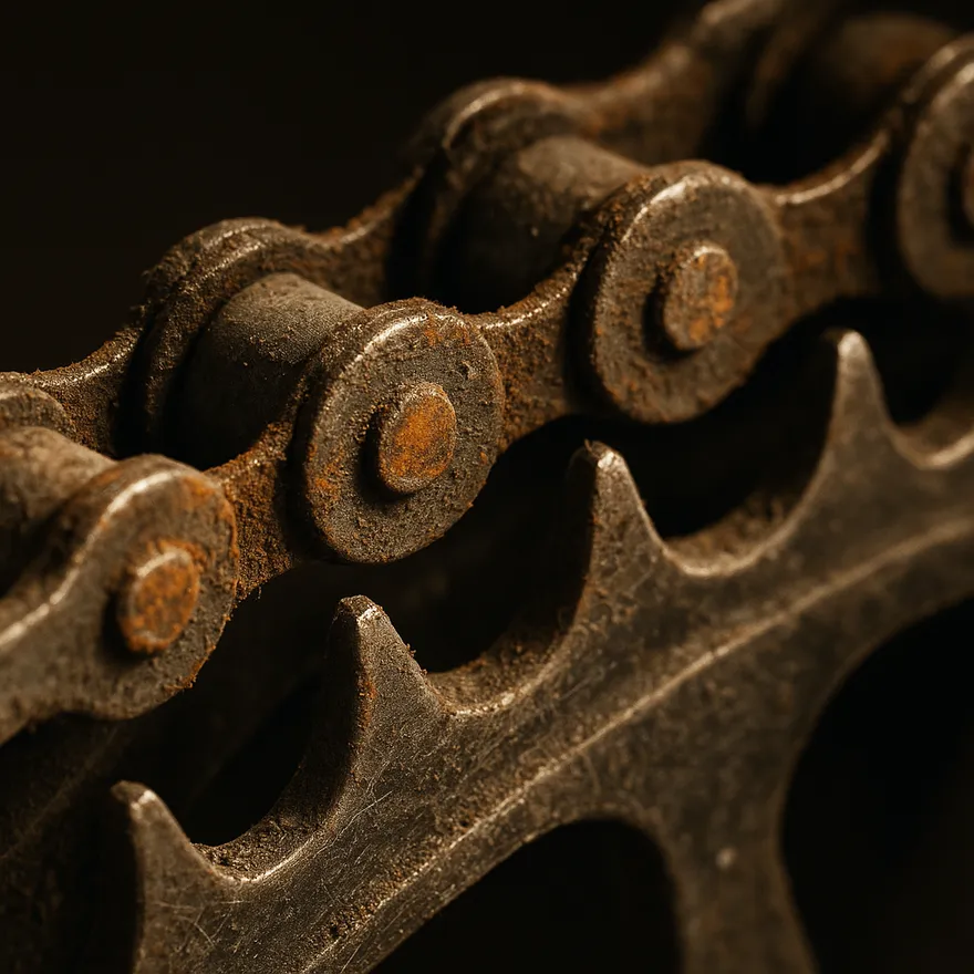 Close-up of a bicycle showing been standing unused for months