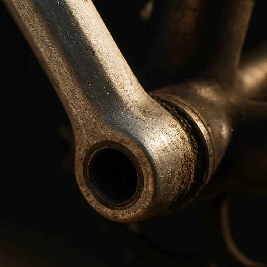 Close-up of a bicycle showing creaking or clicking when pedalling