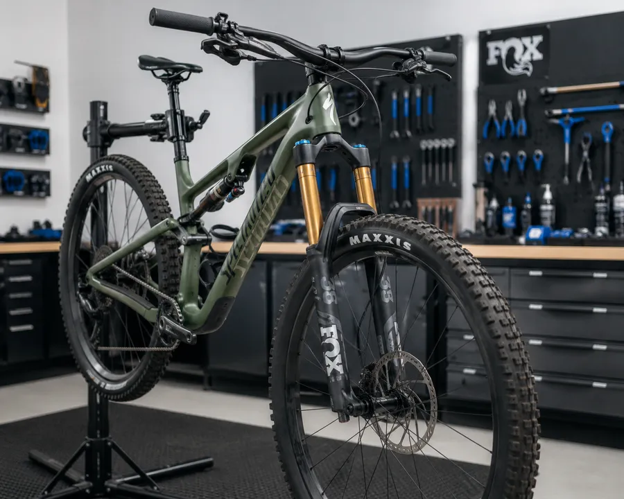 Suspension fork and shock service — close detail